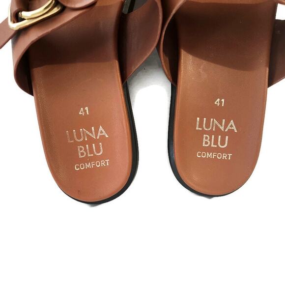 Luna Blu Comfort Brown Women's Flats Slides 10 - Picture 4 of 4